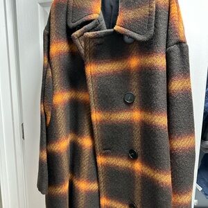 Stella McCartney brown check wool coat